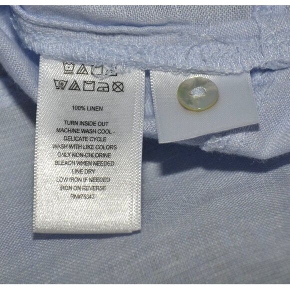 Tahari Womens Blue 100% Linen Button Up Tunic Blouse Size 2X Casual Lagenlook - Picture 12 of 13